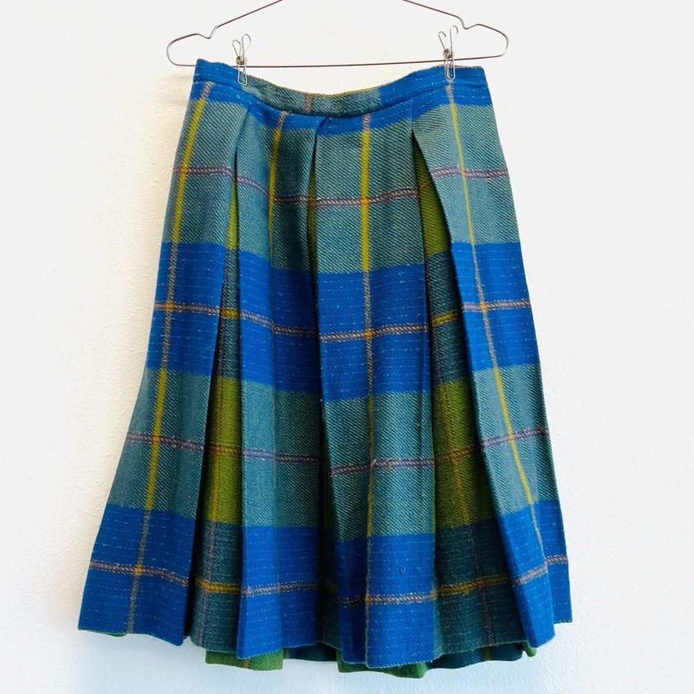 Vintage Paul Chase Ltd Plaid Wool Pleated Skirt